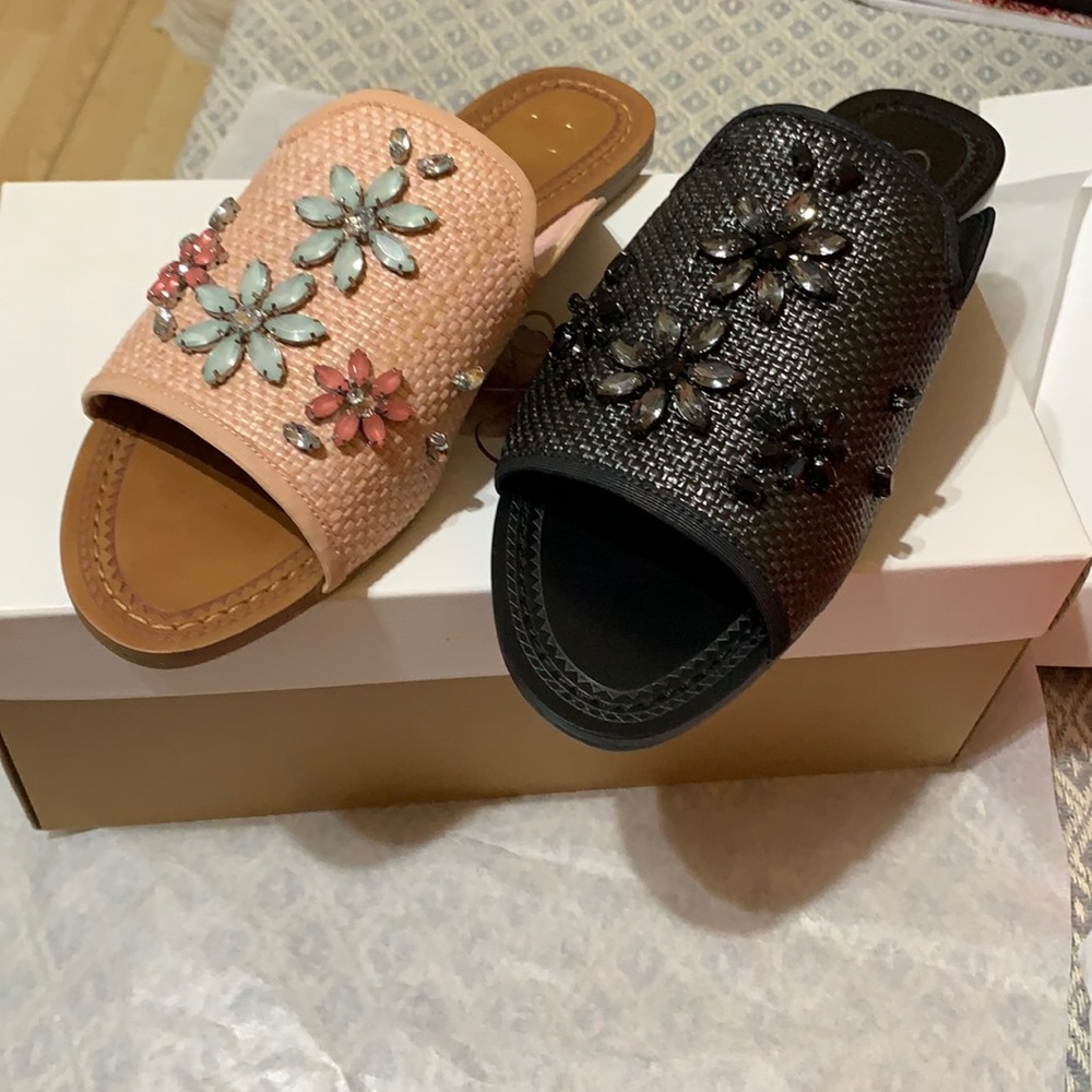 Jessica Simpson Koko Embellished Raffia sandals